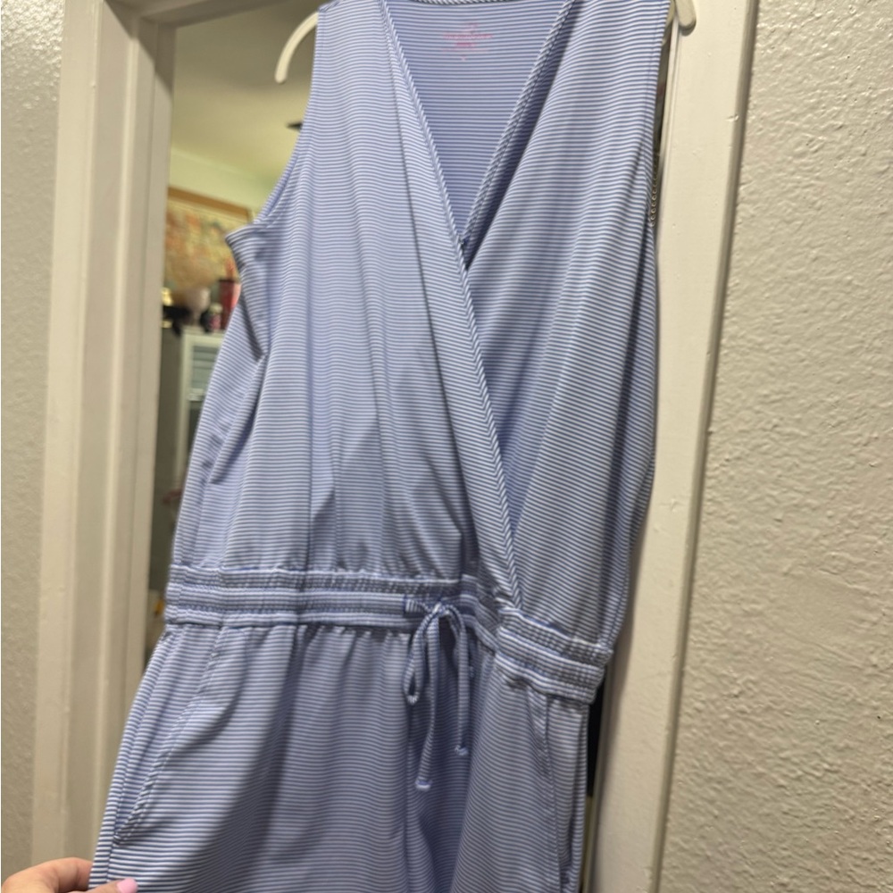 Vineyard Vines Navy and White Striped Romper